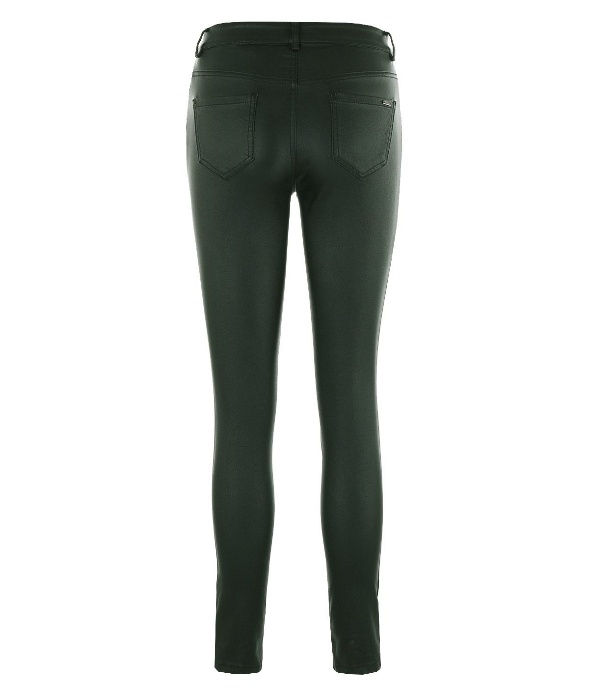 Skinny rayon-viscose trousers with faux leather effect  1